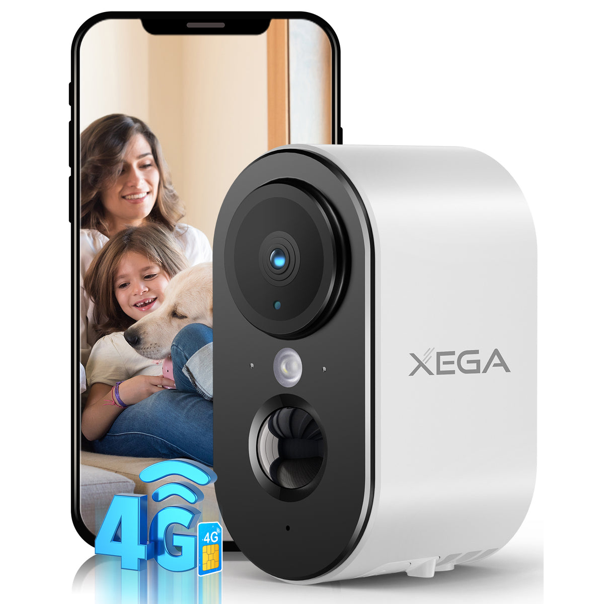 Xega 3G 4G Lte Camera De Securite Interieur Avec Carte Sim Vision Nocturne Couleur Audio 2 Voies product photo from XEgatech q