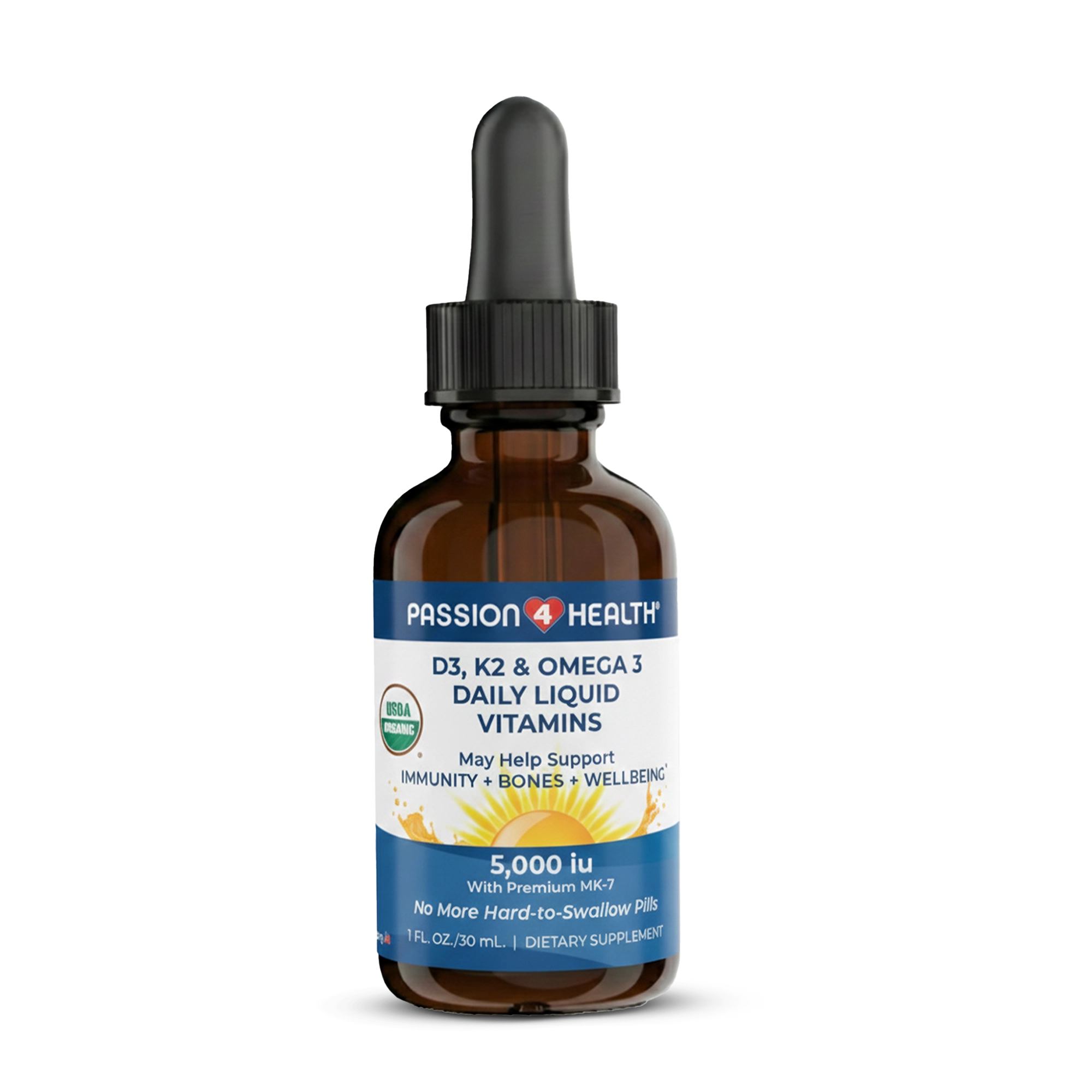 D3, K2 & Omega 3 Daily Liquid Vitamin product photo from Passion 4 Health
