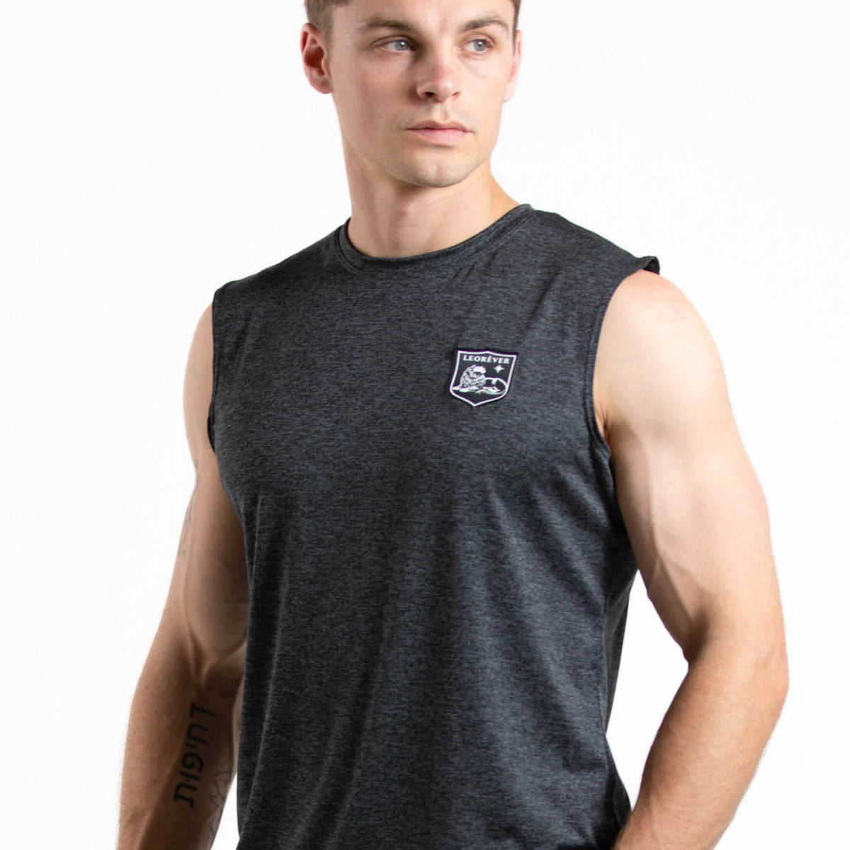 Matisse Sleeveless Shield Tee Graphite Heather $64.00 product photo from Leorever