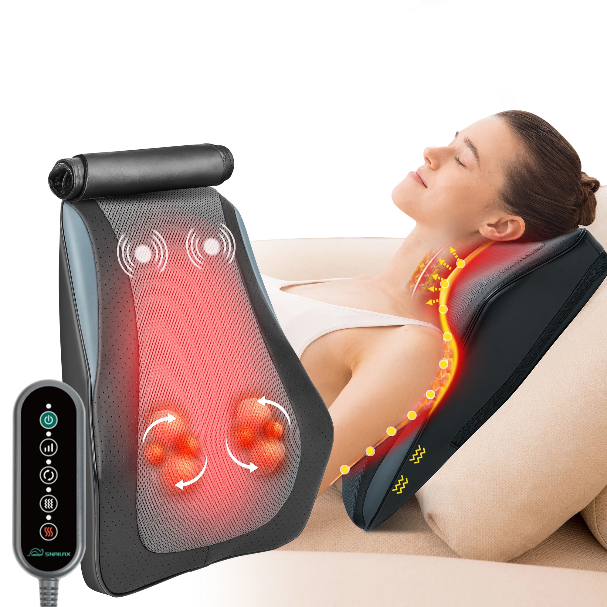 shiatsu lower back massager & upper back and neck shoulder massager with heat product photo from Snailax